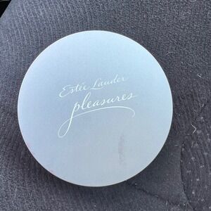 Estee Lauder Pleasures Silky Body Powder with Puff Round Jar 3.5oz Vintage